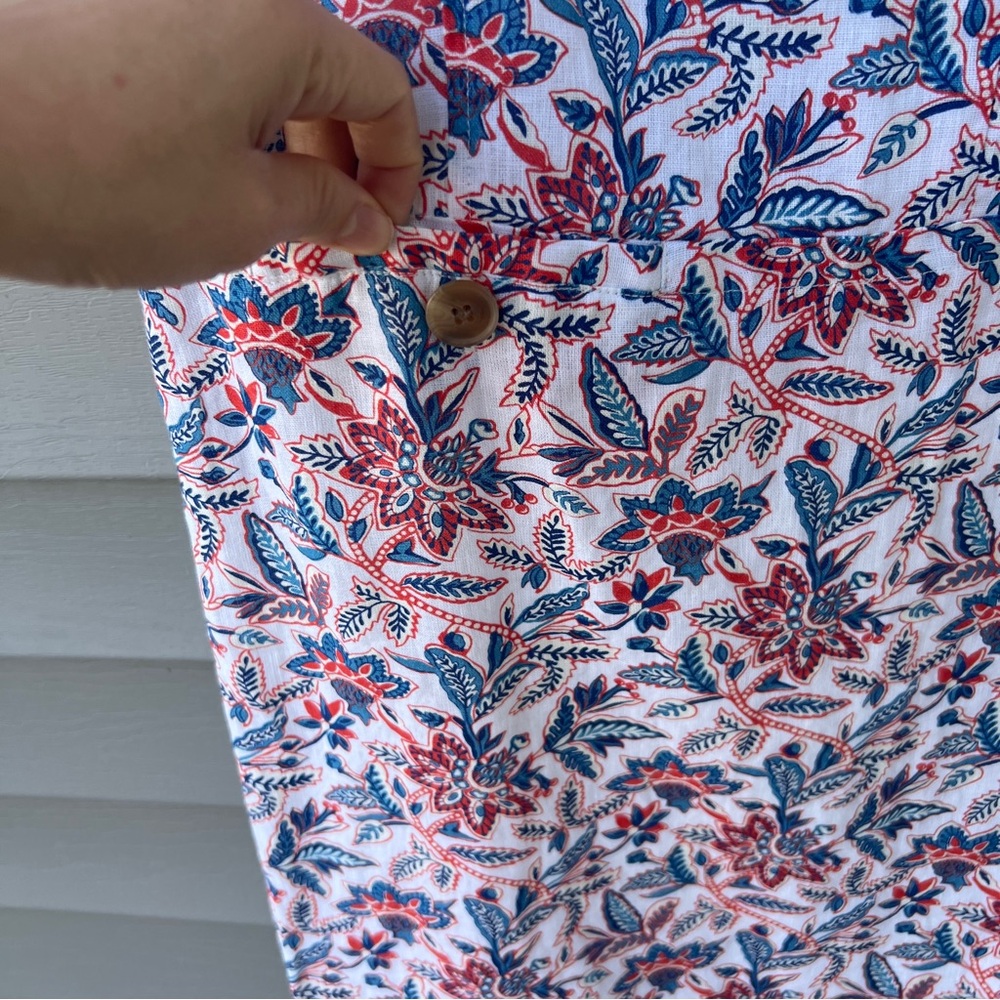 J.Mclaughlin Rue Patch Front Pockets Linen Dress Floral Multicolor Size S V-neck - Picture 5 of 14
